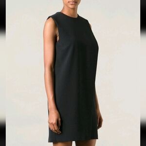 Alexander Wang Black Silver Metal X Detail Asymmetrical Sheath Dress